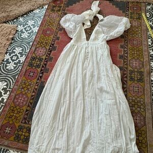 Anthropologie Joslin Backless Linen Maxi Dress Size 8